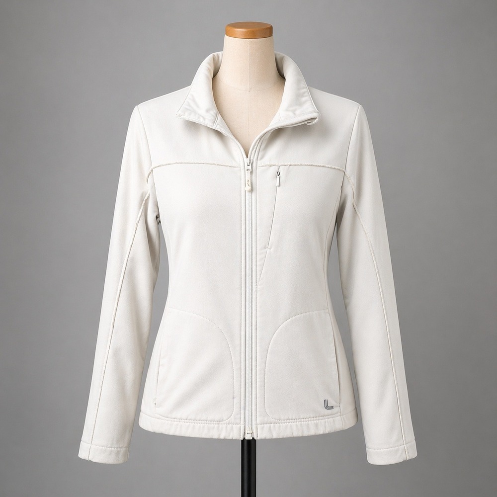 Lole Womens Softshell Full Zip Jacket Size 4 Cream Waterproof Breathable Hiking